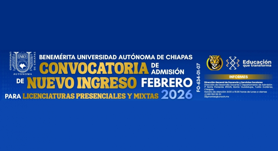 Convocatoria de admisión para las licenciaturas presenciales y mixtas febrero 2026.